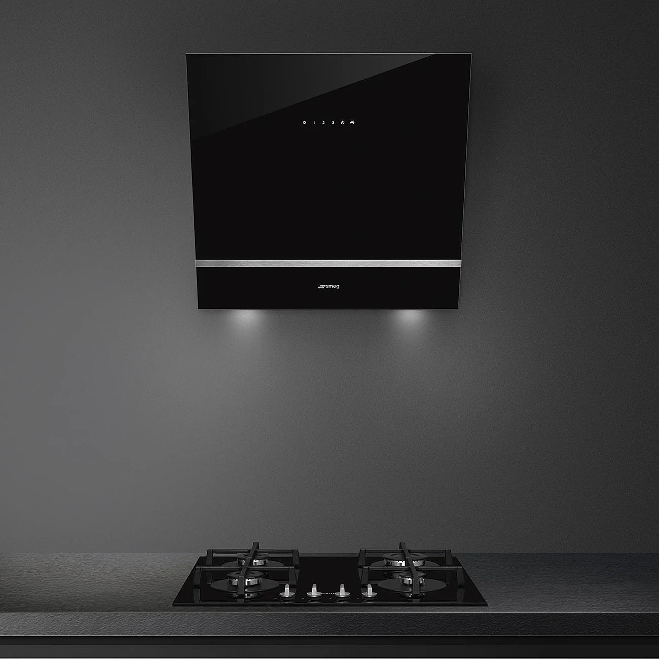 60cm Angled Chimney Hood Black