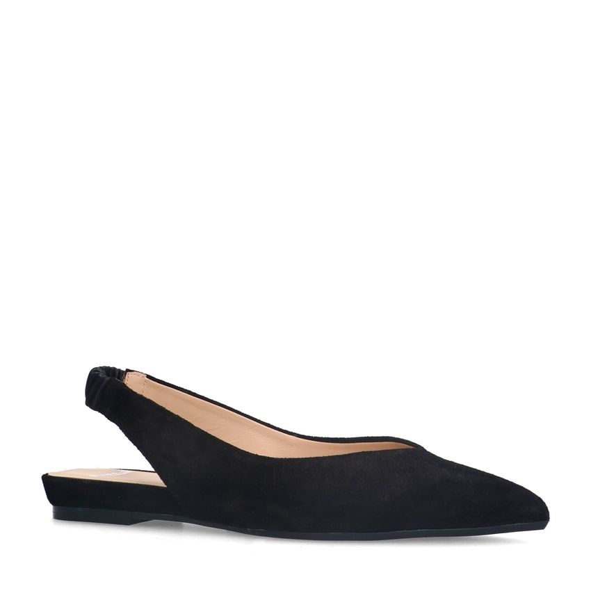 Manfield Zwarte suède slingbacks