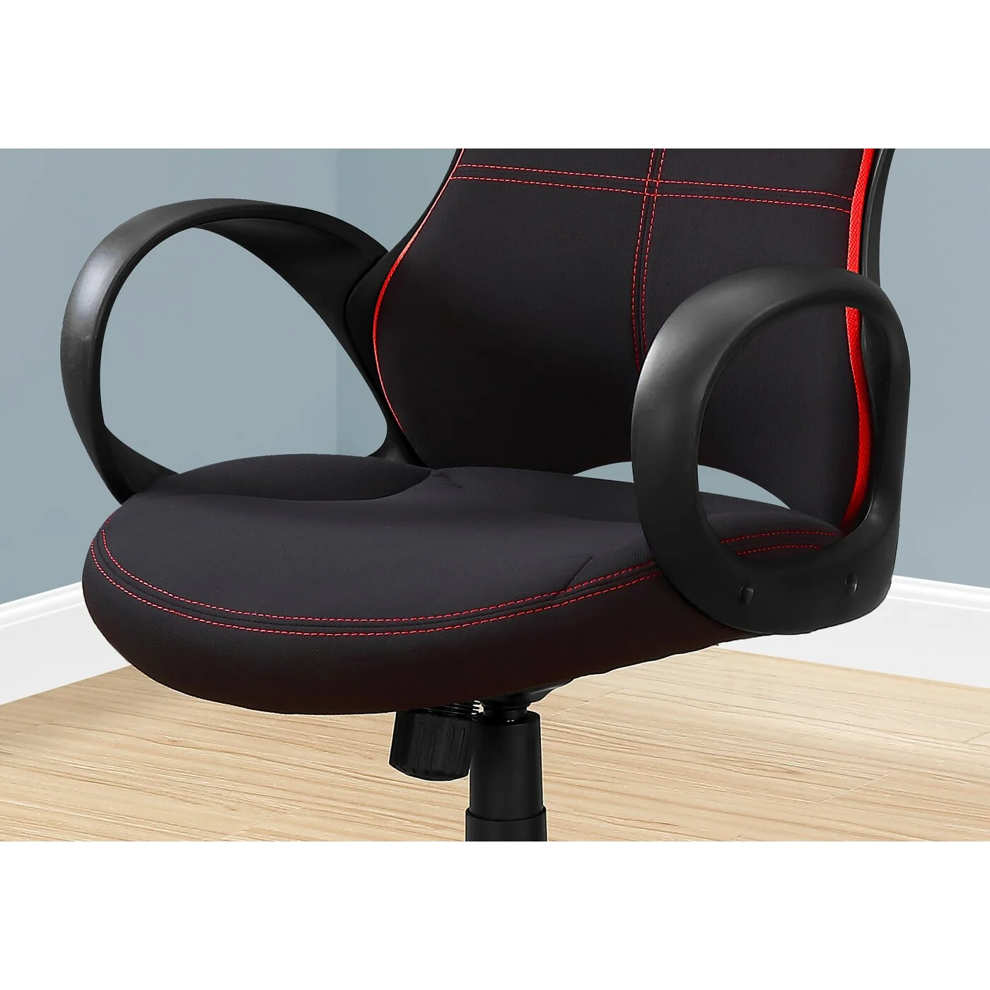 46 Black and Red Fabric Multi Position Office Chair