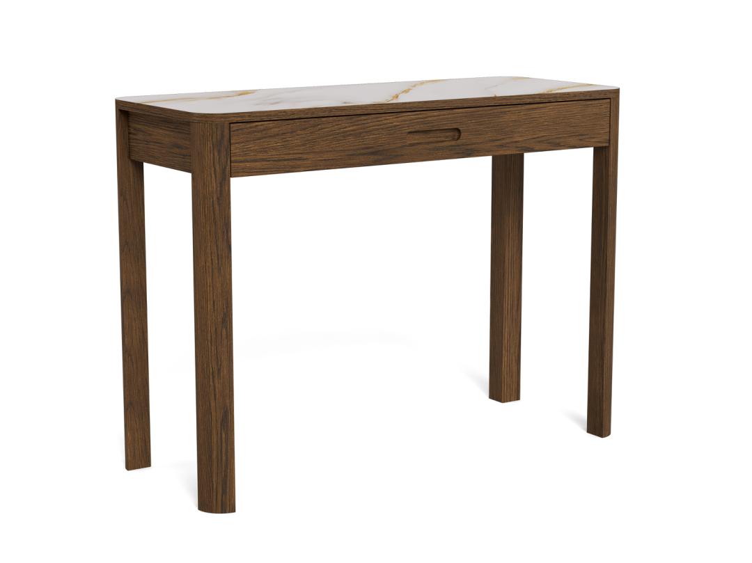 Rebellenclub Leda Side Tabel - 100 x 40 cm - Marmerlook / Gerookt Eiken