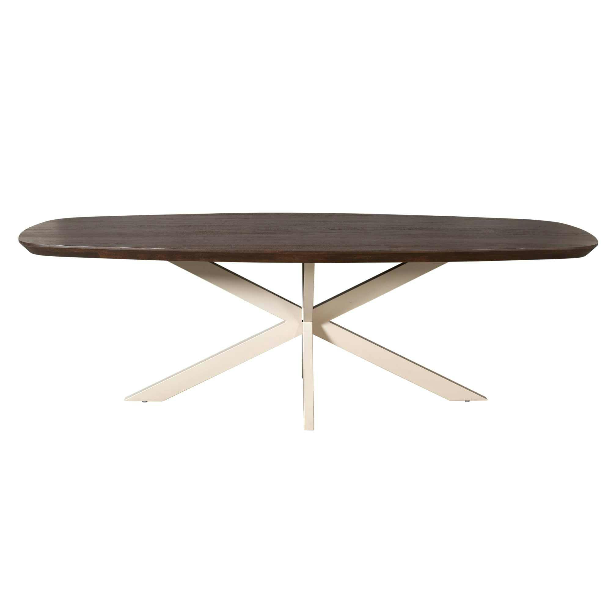 Table à manger bois brun pied blanc 200 cm CORTINA