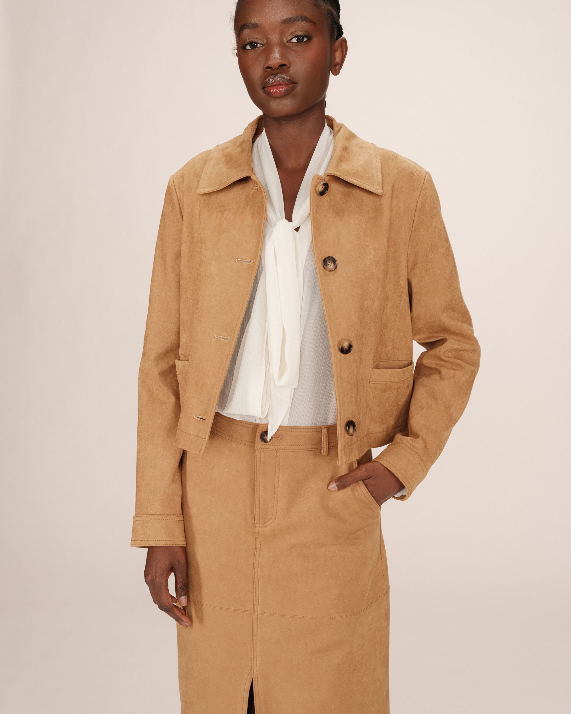 Veste en suedine ocre Sullivan
