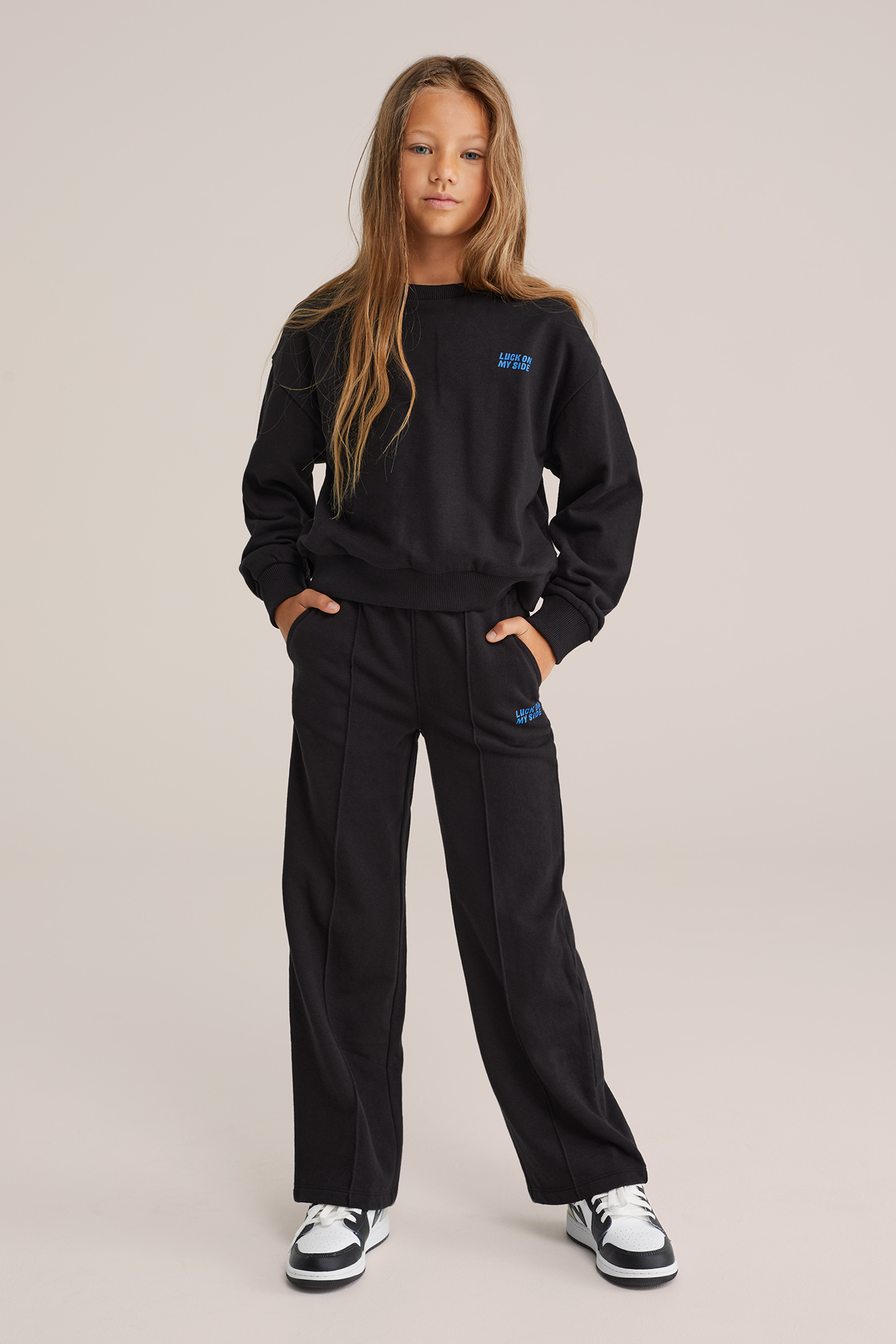 Meisjes oversized sweater met print