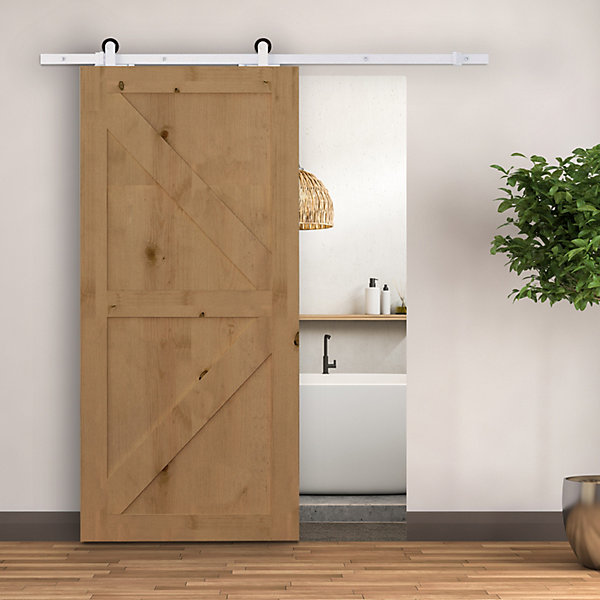 Kit de porte coulissante compatibilité porte épaisseur 35-45 ou 40-45 mm longueur rail 1,83 m charge max. 100 Kg acier blanc