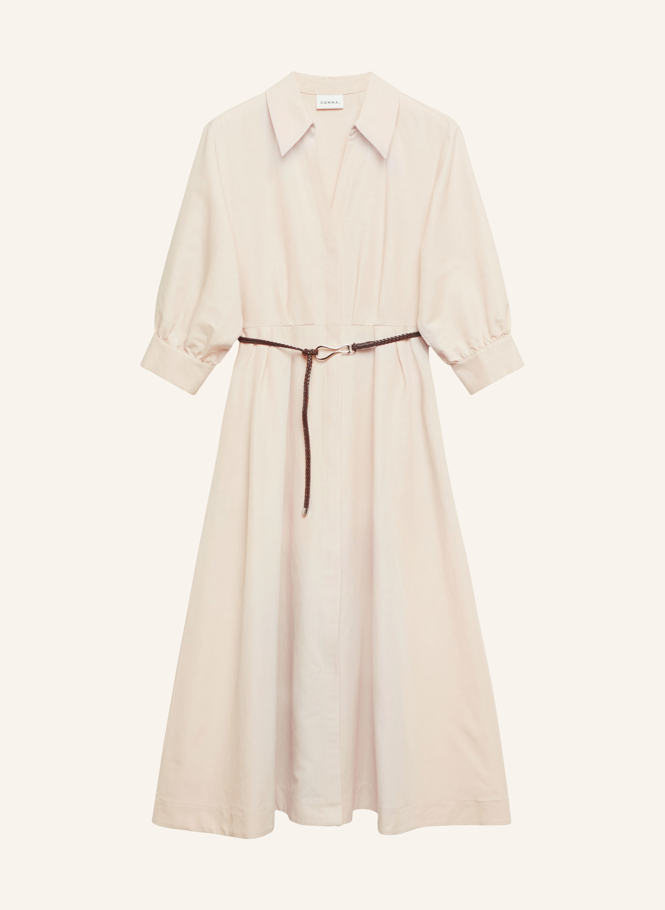 COMMA Kleid mit 3/4-Arm und Leinen