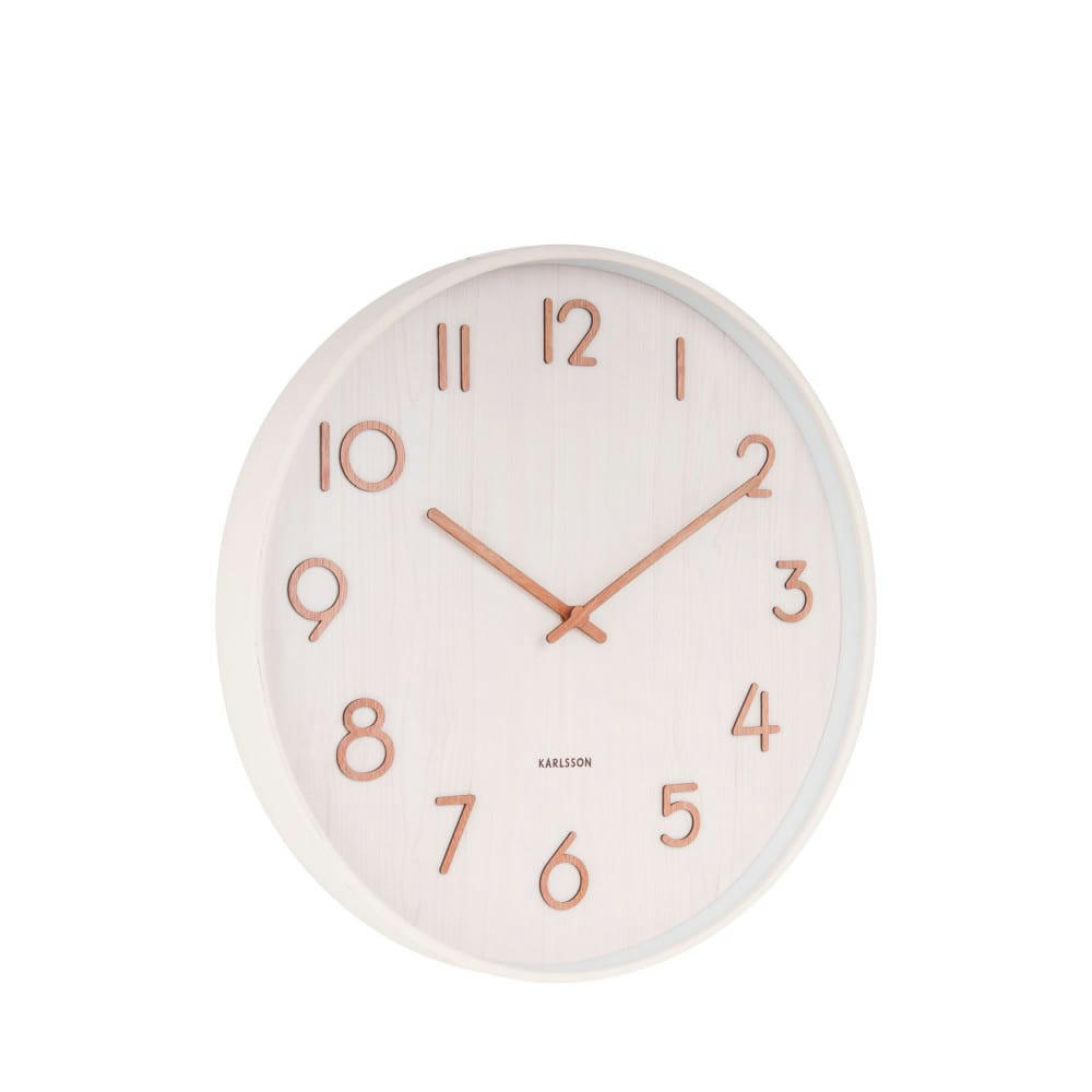 WALL CLOCK - Horloge murale ronde en bois D60cm blanc