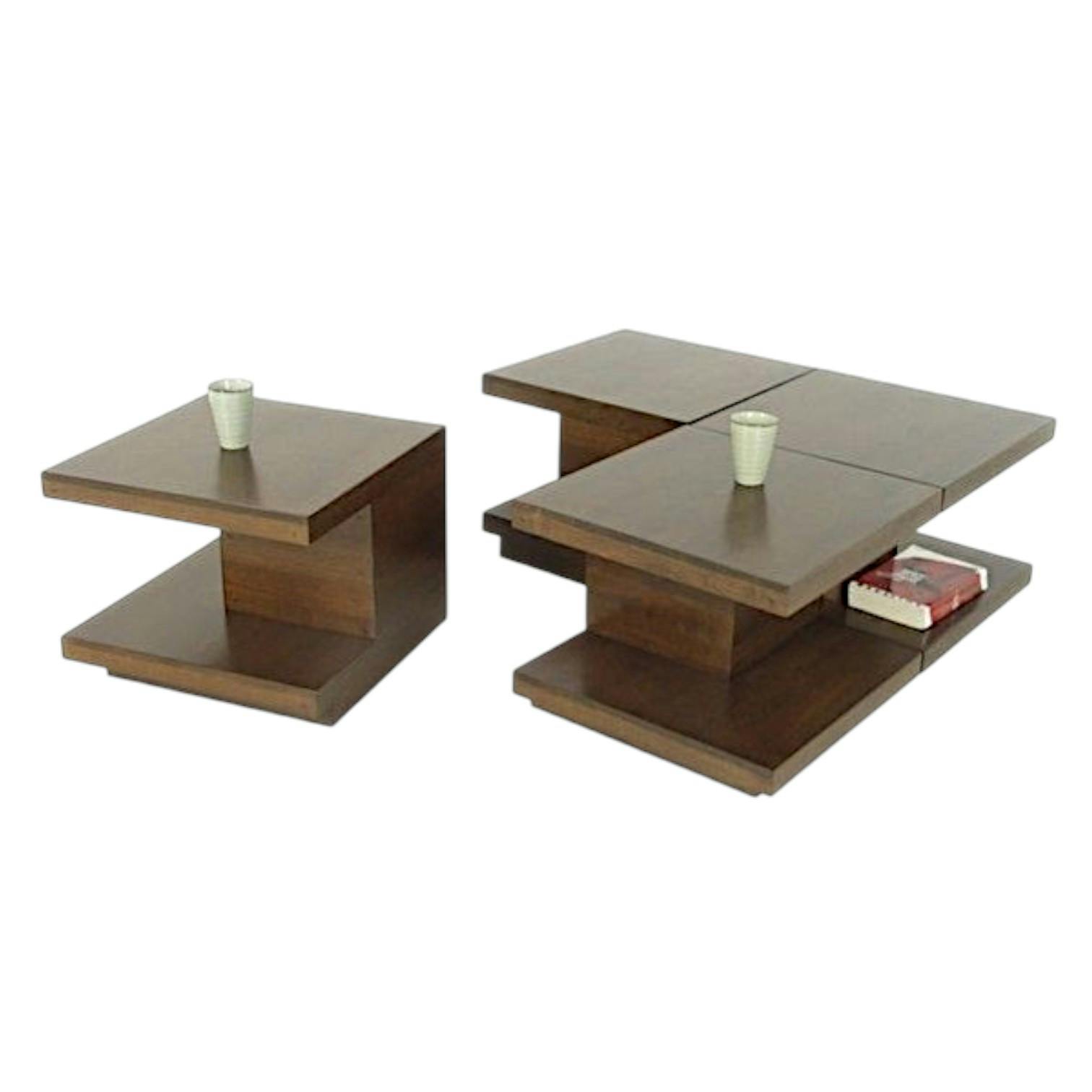 Table basse 4 parties hévéa 100cm OLGA