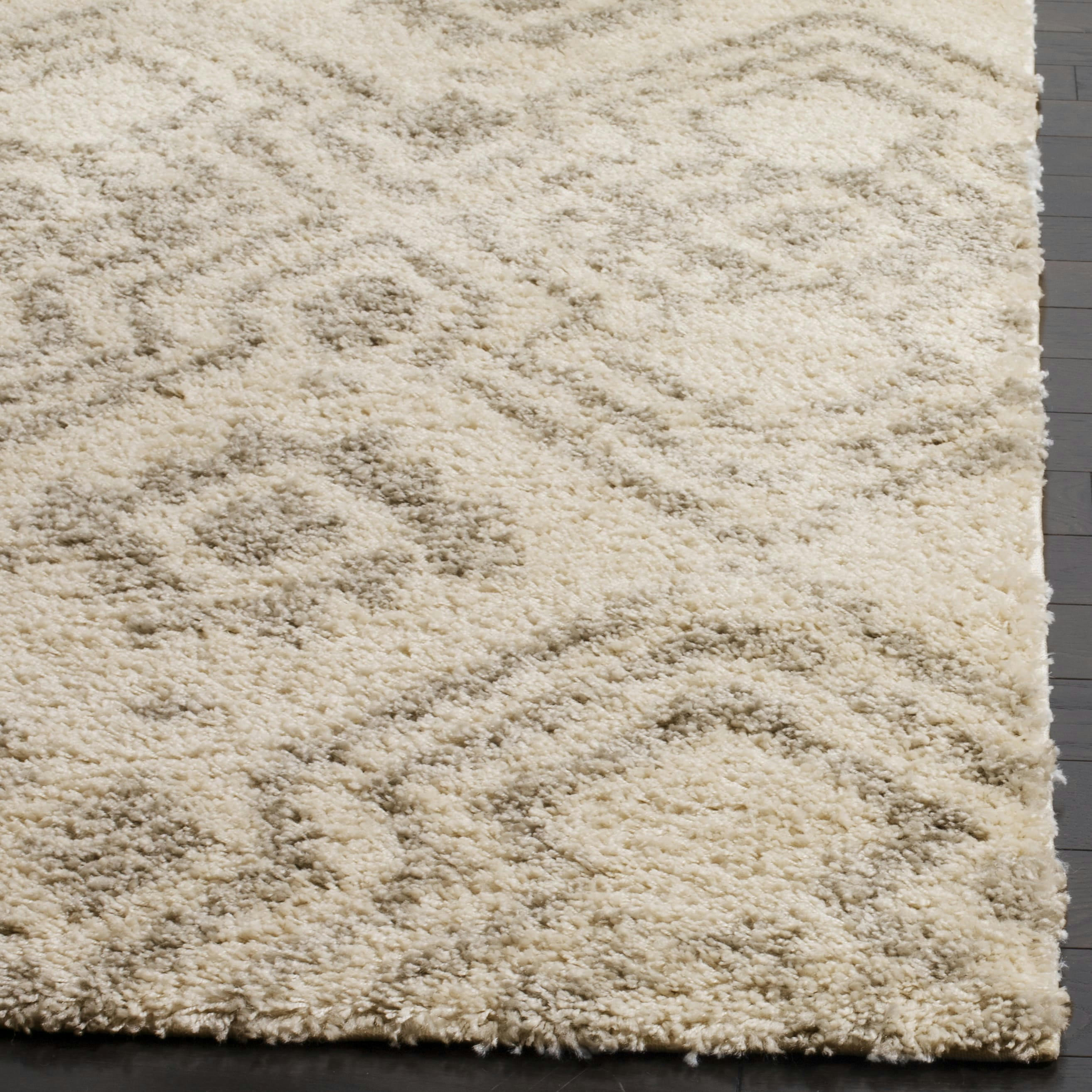 ARIZONA SHAG - Tapis de salon interieur en ivoire & gris, 201 x 279 cm