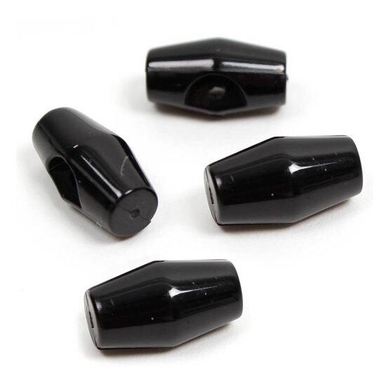 Hemline Black Basic Barrel Button 4 Pack