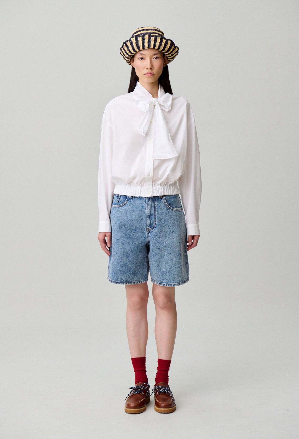 Chemise popeline col lavallière