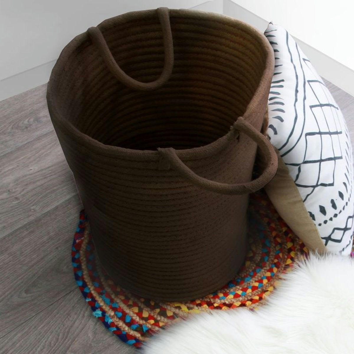 TAM - Panier en coton effet cordage chocolat 45x30x40