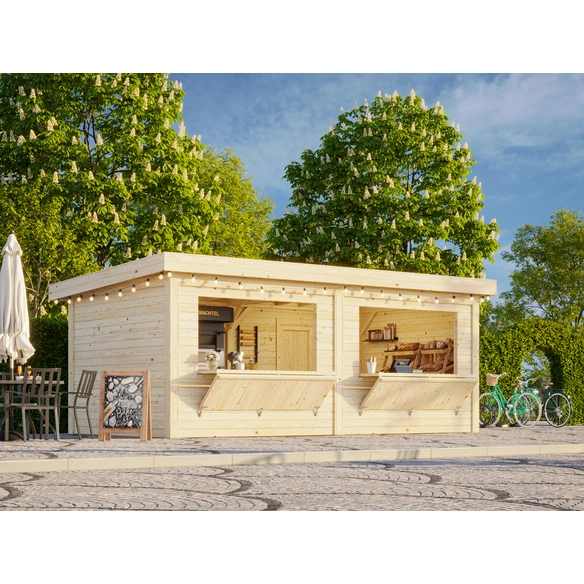 Marktstand »Lenna Set 311«, B x H x L: 588 x 245 x 300 cm, Braun, tauchgrundiert