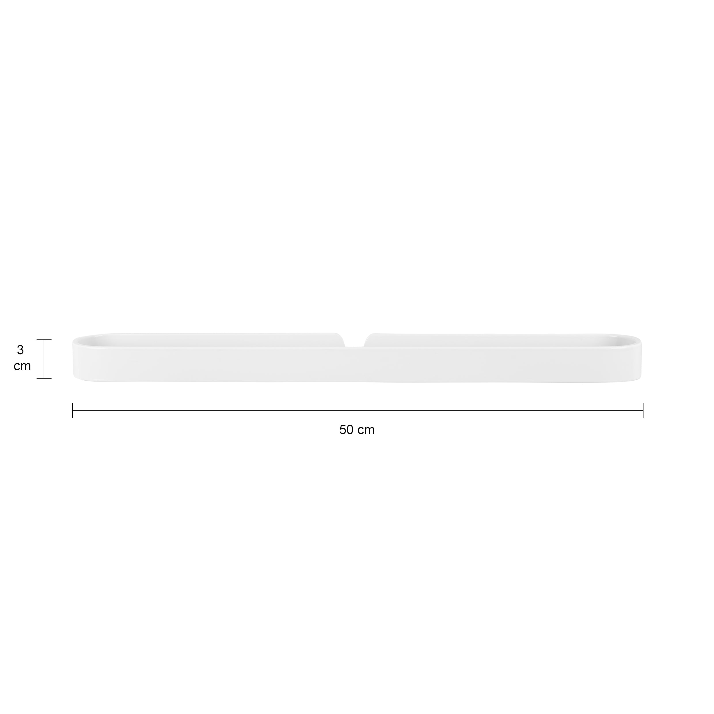 QUVIO Handdoekhouder platte stang met ronding - Wit - 50 cm