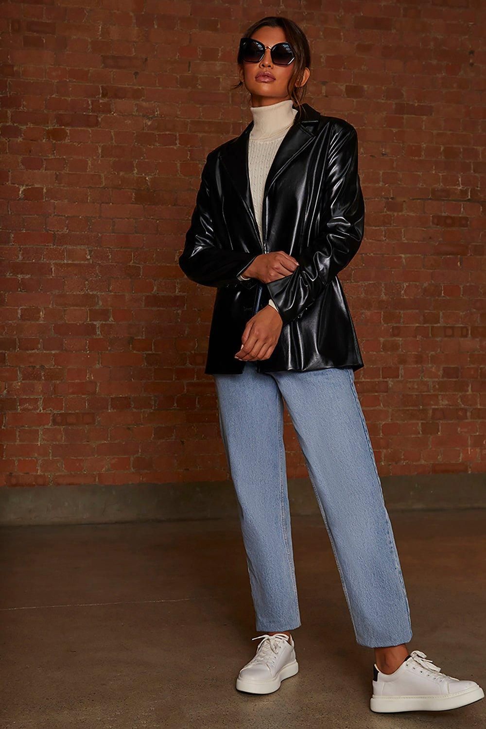 Chi Chi London Faux Leather Blazer
