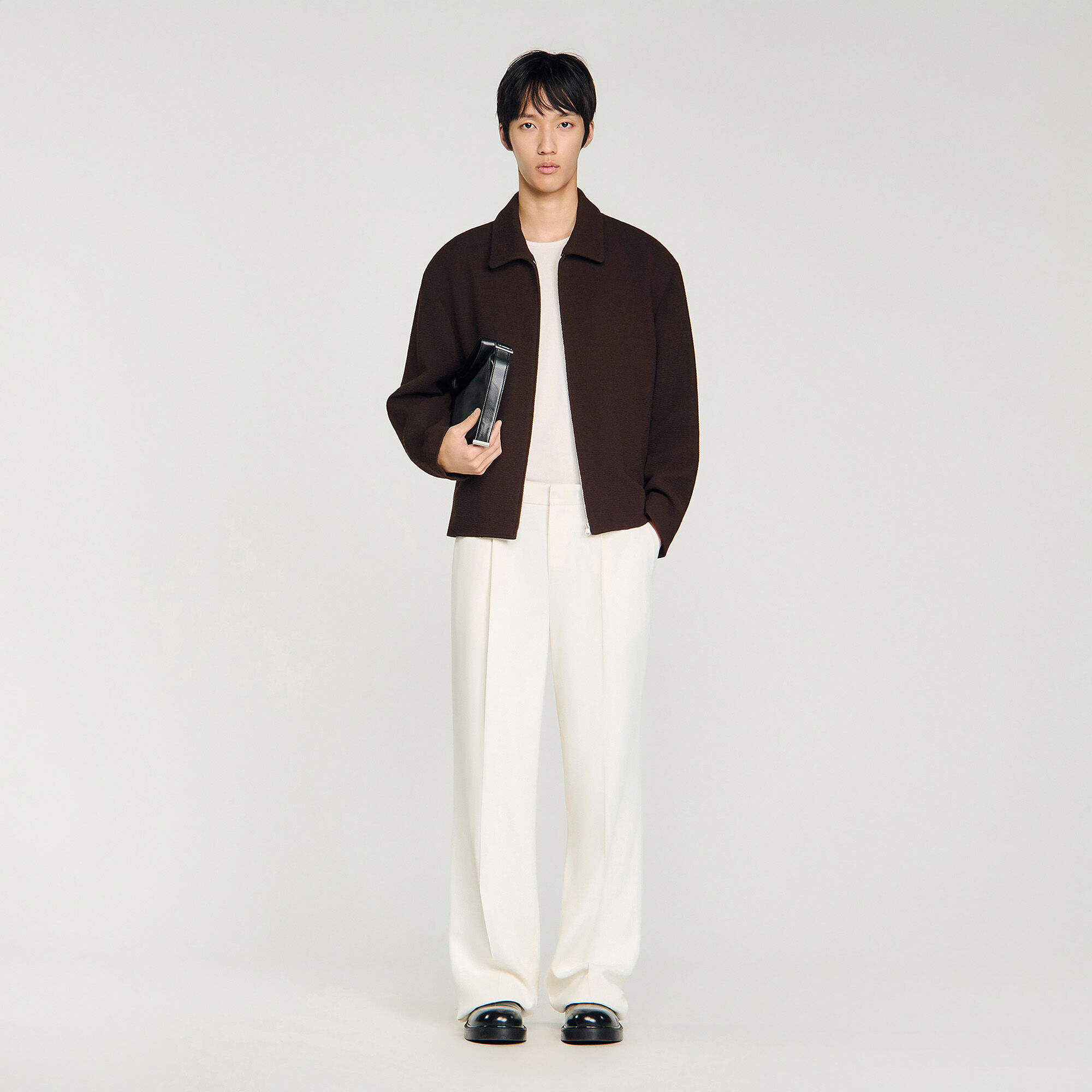 Blouson gaufré zippé col classique