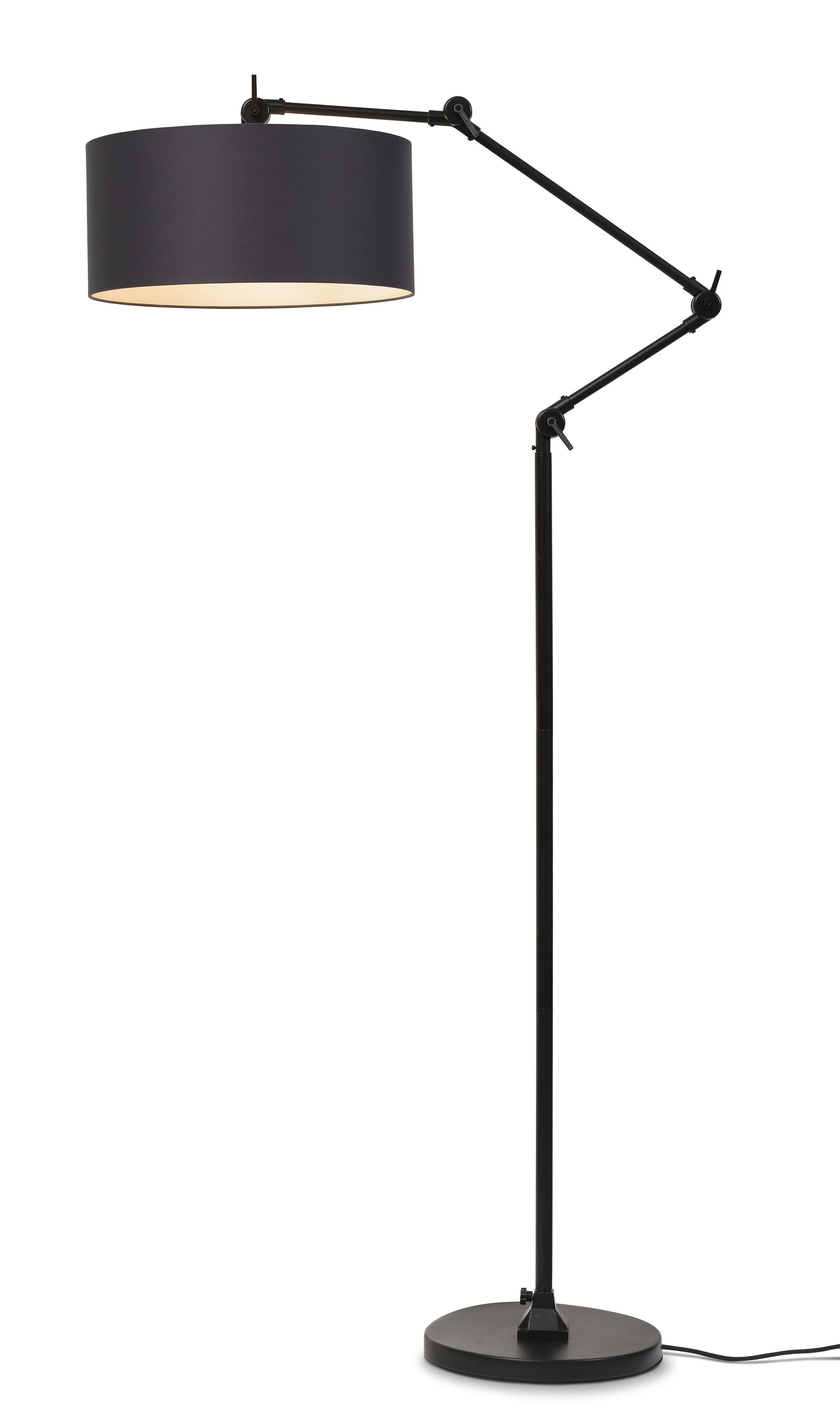 AMSTERDAM - Lampadaire en fer abat-jour en coton noir, h. 190cm