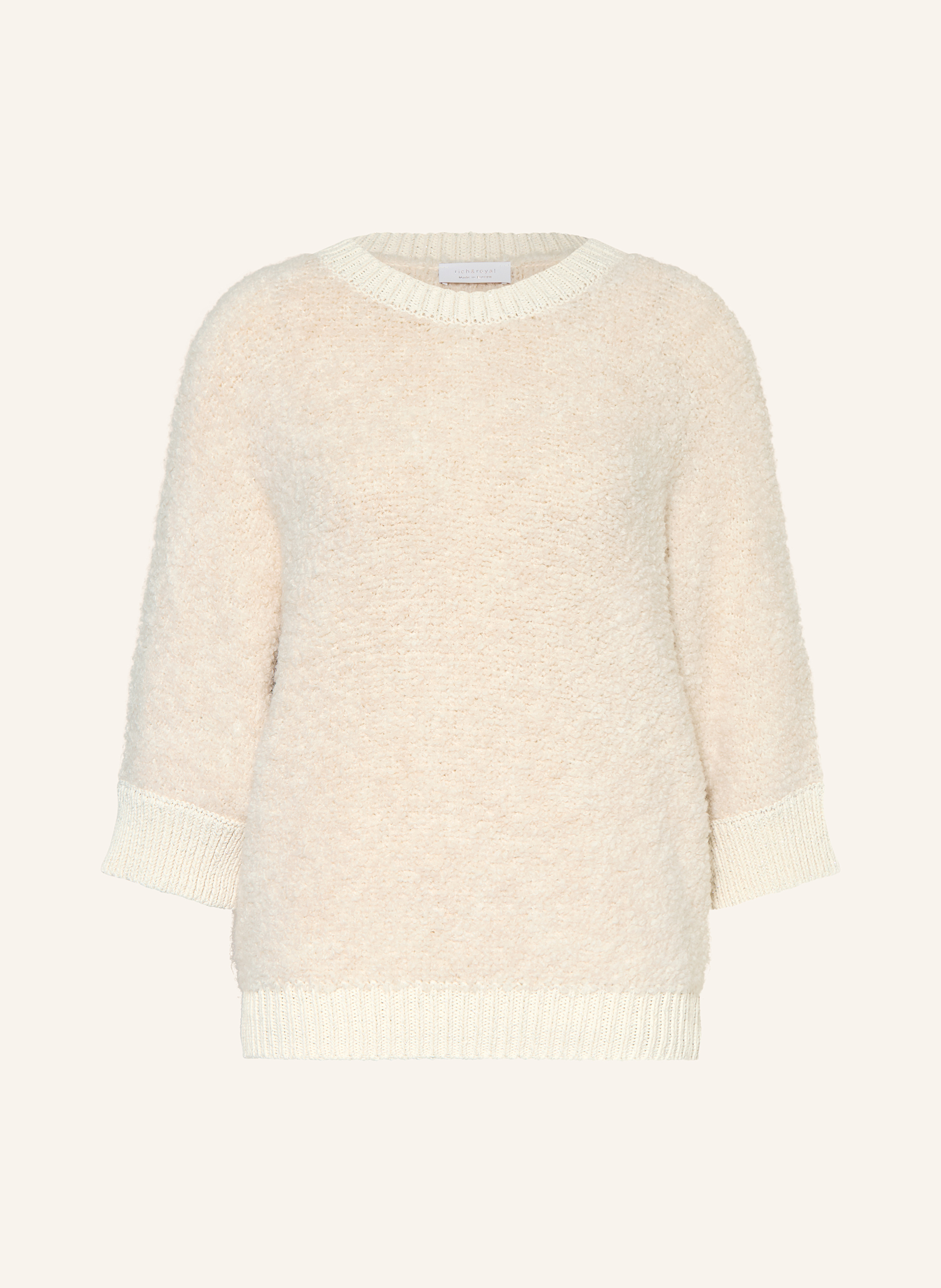 Rich & Royal Bouclé-Pullover mit 3/4-Arm und Glitzergarn