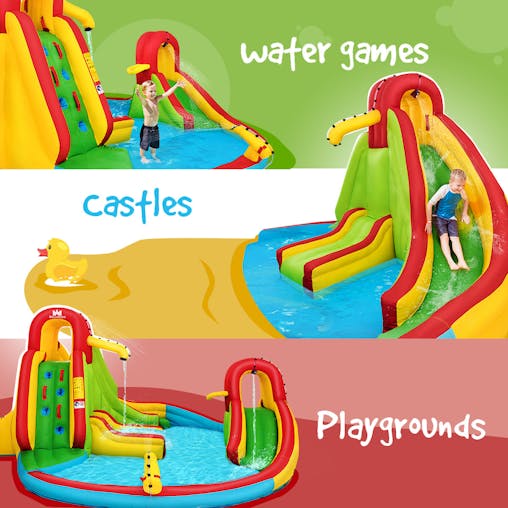 NNECW Inflatable Water Slide Jumping Castle with Two Slides Trampoline