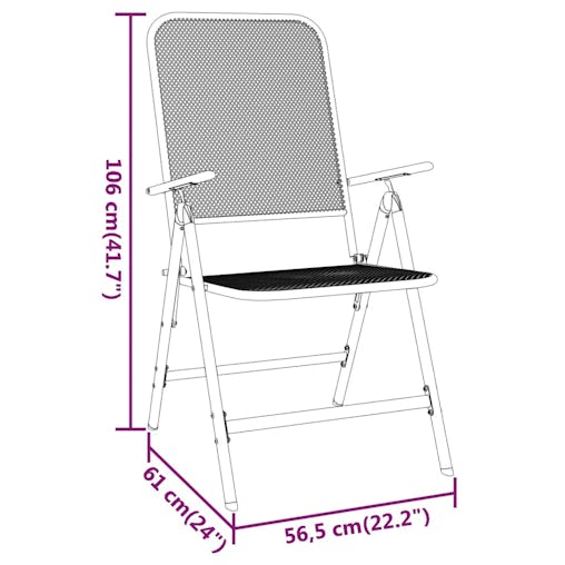 NNEVL Folding Garden Chairs 4 pcs Expanded Metal Mesh Anthracite