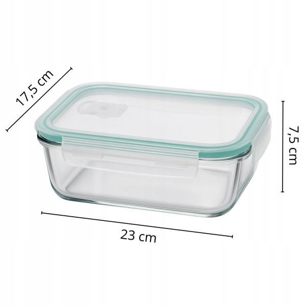 Szklany Pojemnik Obiadowy na Żywność LUNCH BOX do Pracy Śniadaniówka 1520ml