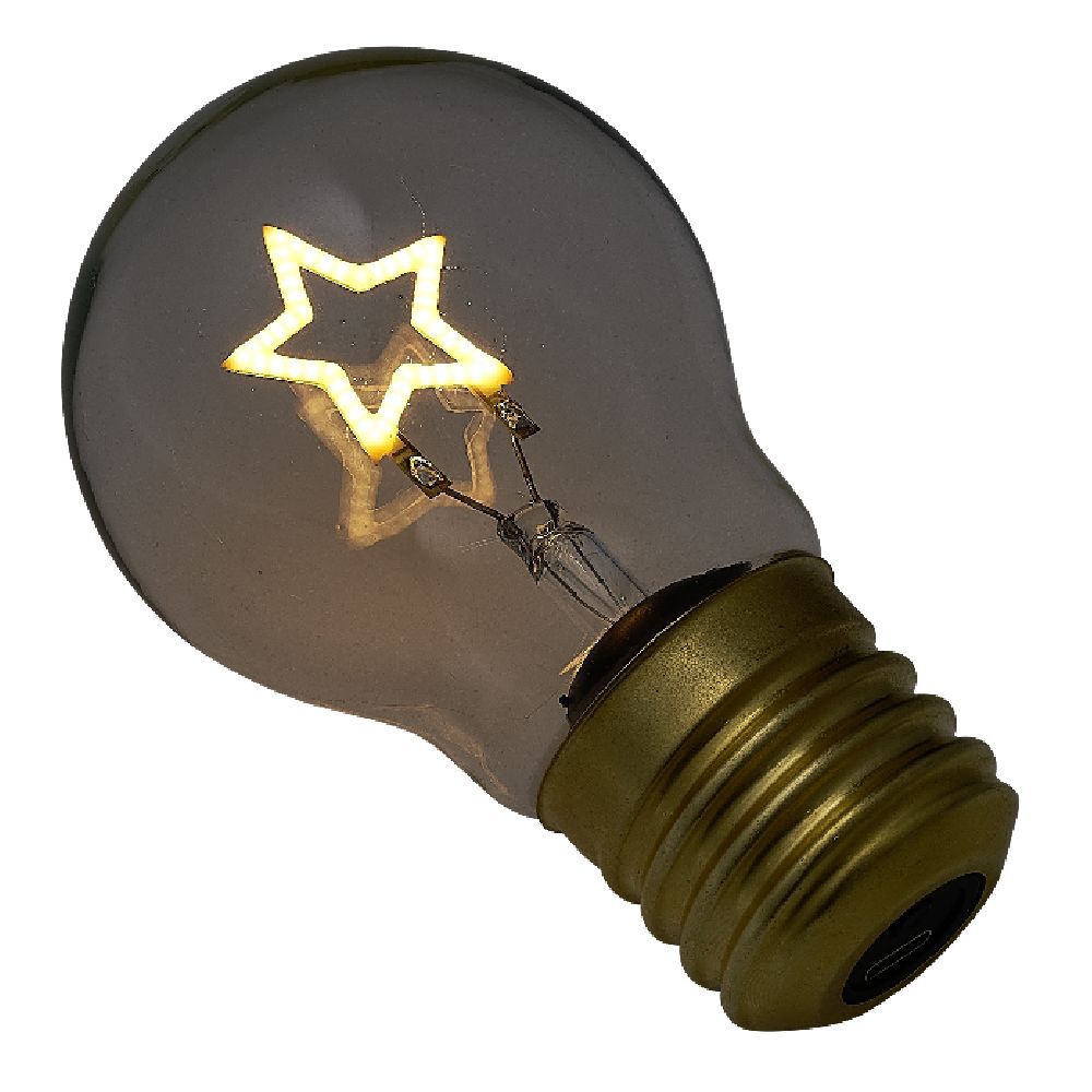 Ampoule USB rechargeable filament LED étoile jaune Ø7xH12cm
