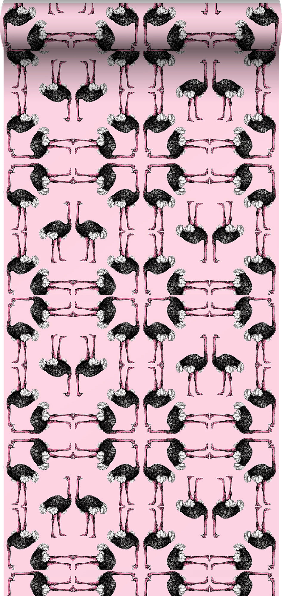 Walls4You behang flamingo's babyroze en zwart - 53 cm x 10 m - 640121