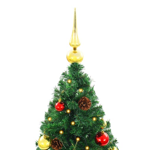 NNEVL Artificial Christmas Tree with Baubles and LEDs Green 150 cm