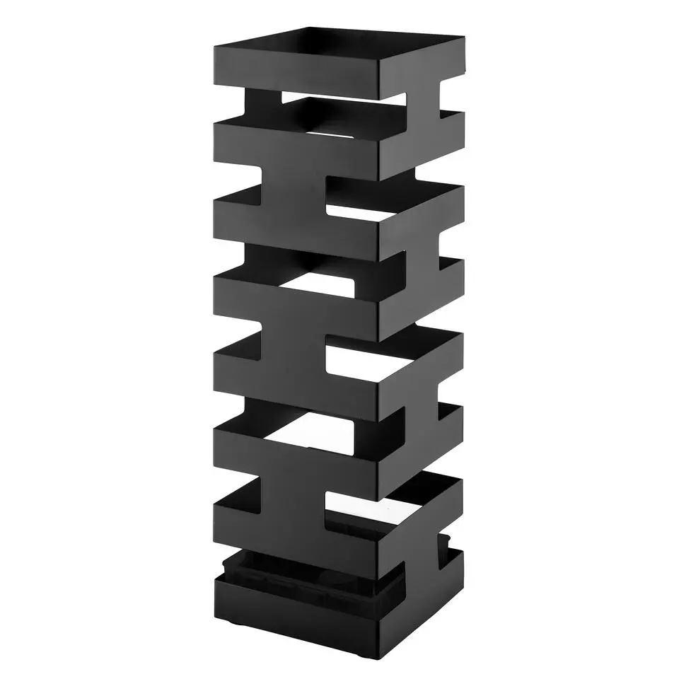 ACAZA Metalen Paraplubak, met Waterbakje en Anti-Kras Kussentjes, Zwart