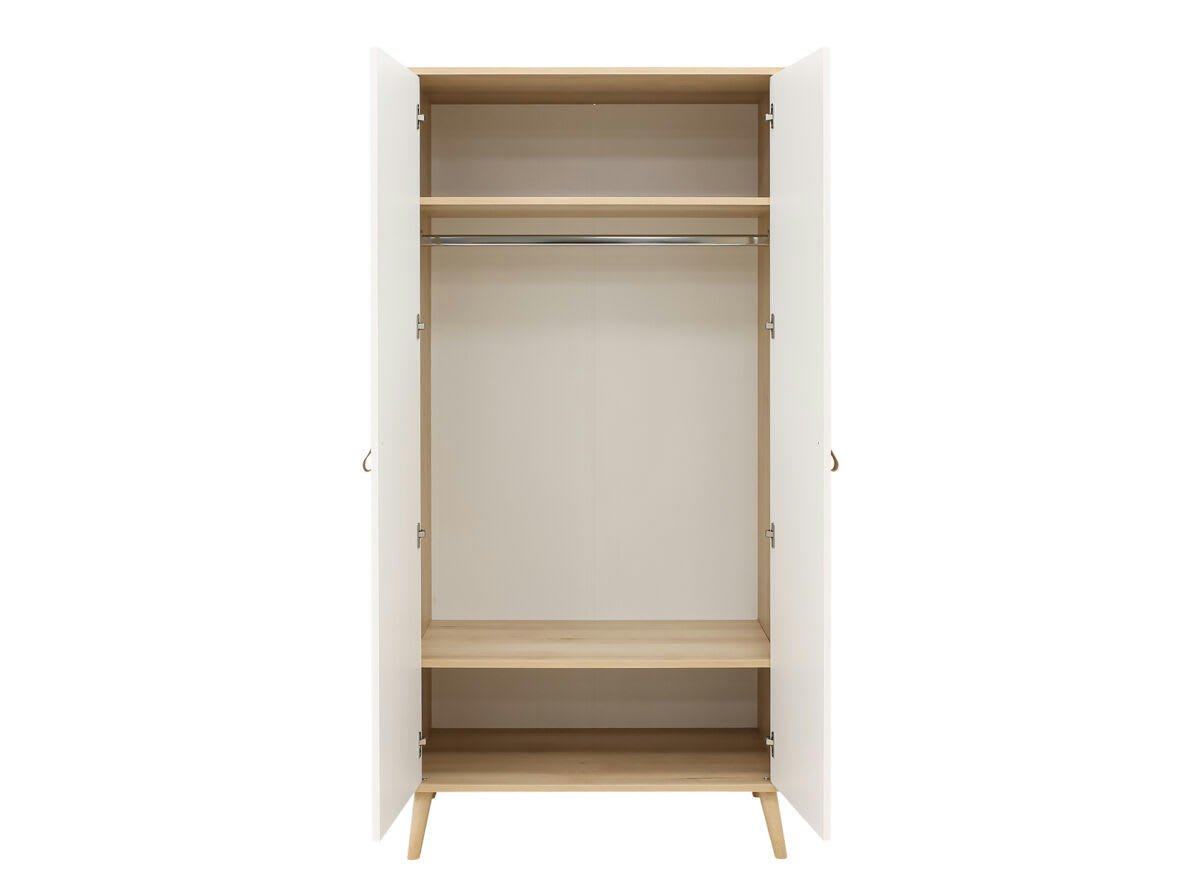 JORT - Armoire 2-portes en panneaux de particules et hêtre blanc