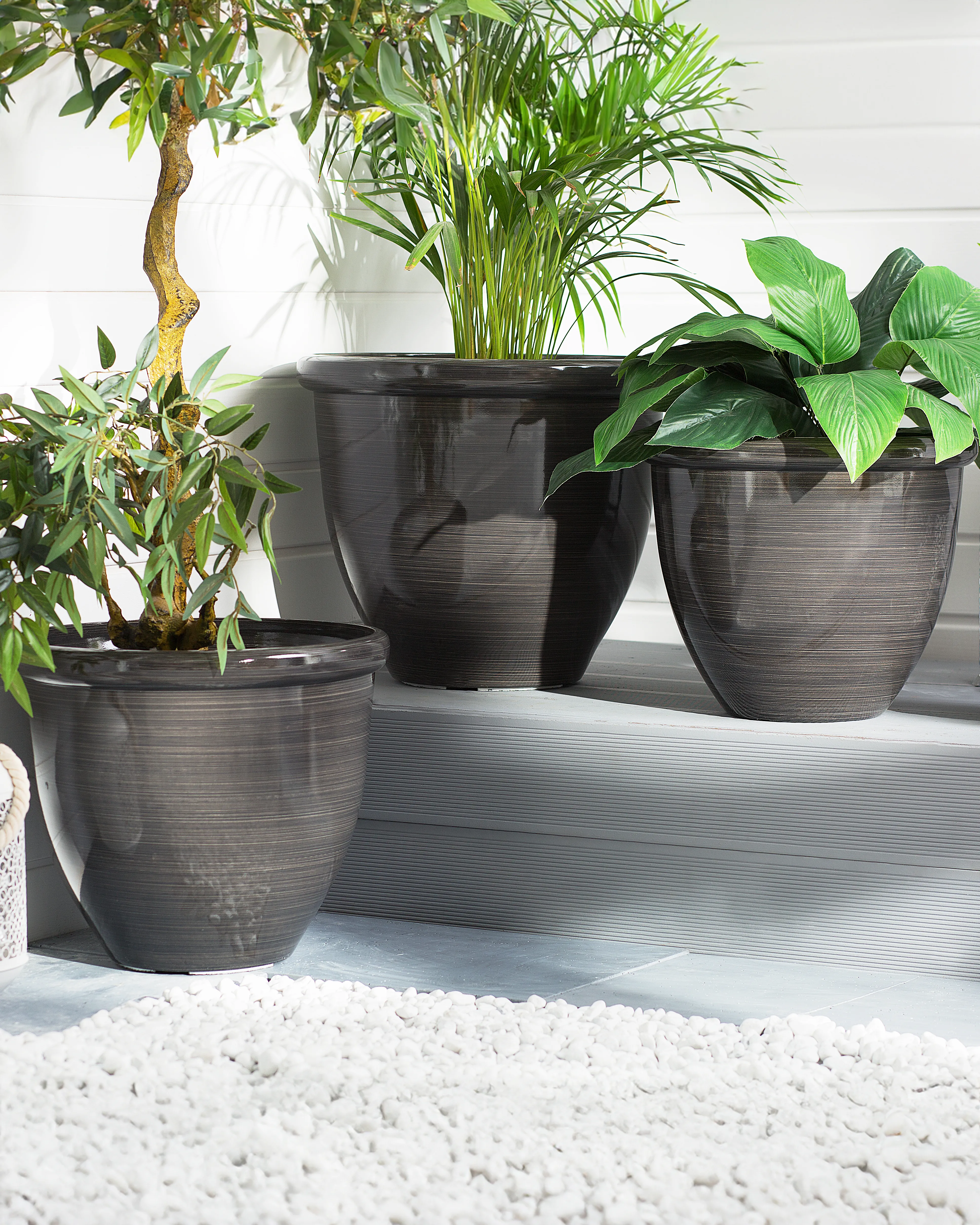 Set of 2 Plant Pots TESALIA 44 cm Brown