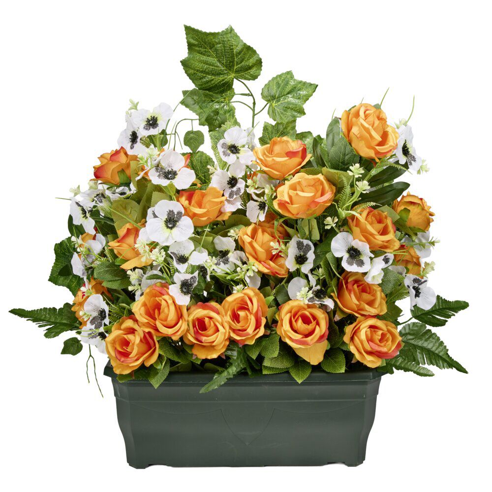 Jardinière plastique roses pensées lierre 60x10xH68cm (3 modèles)