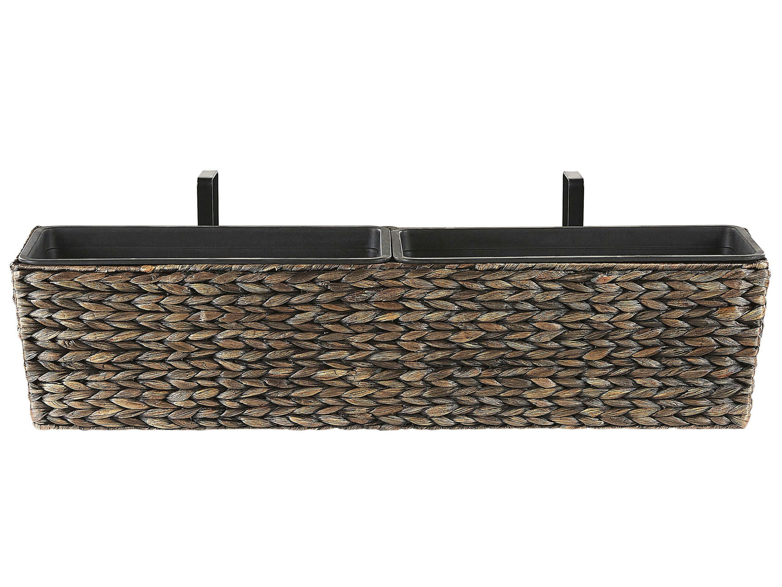 KAWALA - Jardinière balconnière rectangulaire marron 80x18