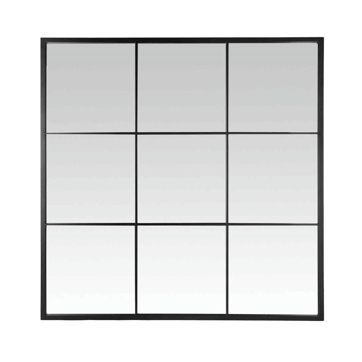 JULES - Miroir fenêtre style industriel 100x100 noir