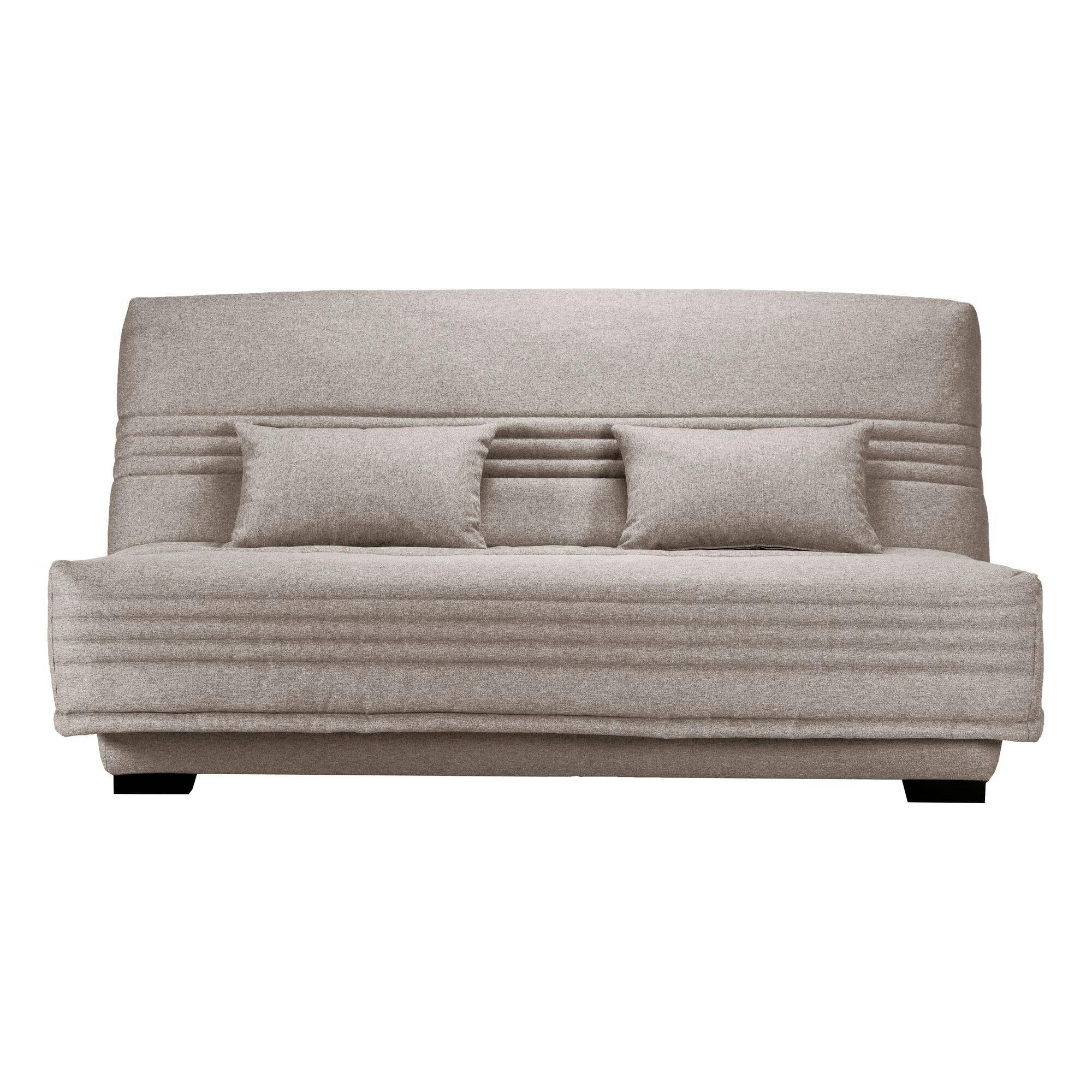 GUIDEL - Banquette clic-clac, matelas 17 cm en tissu polyester taupe