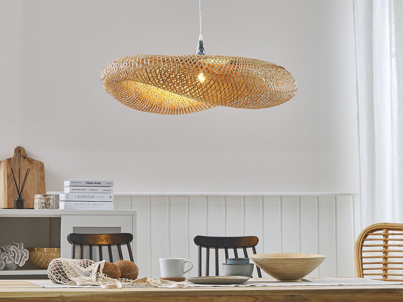 Lampa wisząca bambus jasne drewno