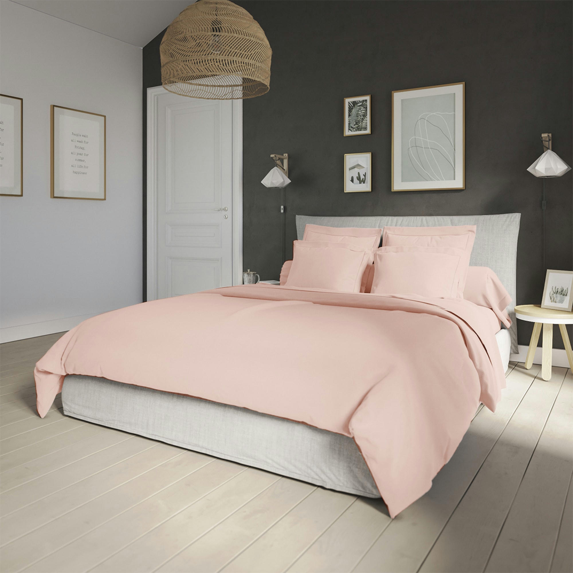 - Housse de couette coton coloris rose 220x240 cm - DODO