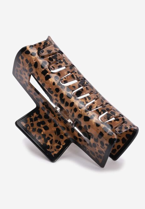 Womens Brown Animal Print Claw Hair Clip
