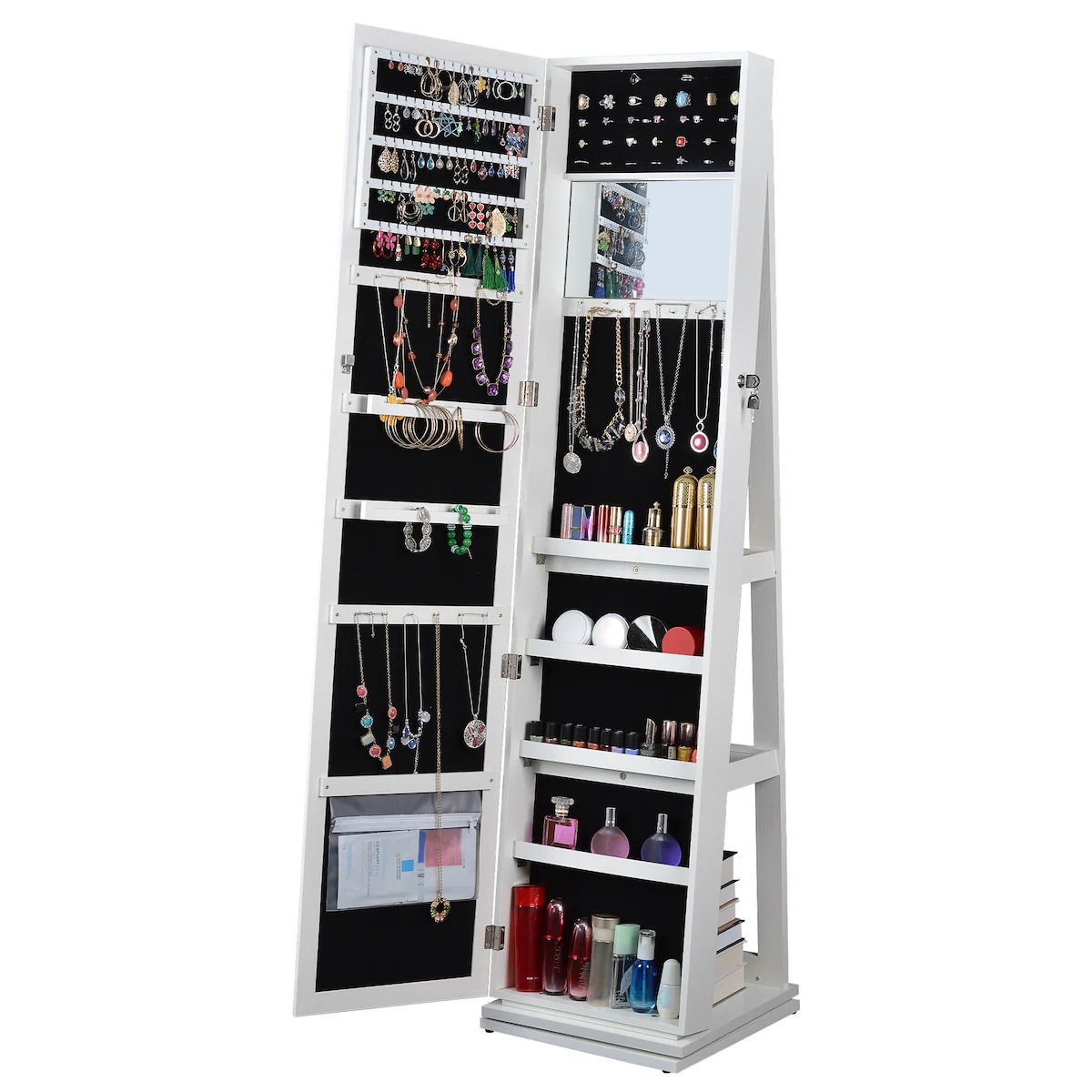 Full Length Mirror 360° Swivel Jewelry Cabinet