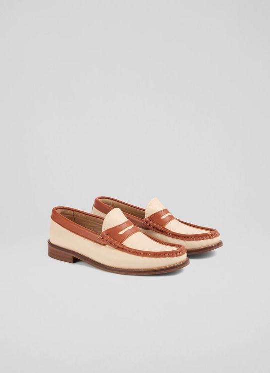 Solaris Tan & Natural Leather Penny Slot Tuxe Loafer