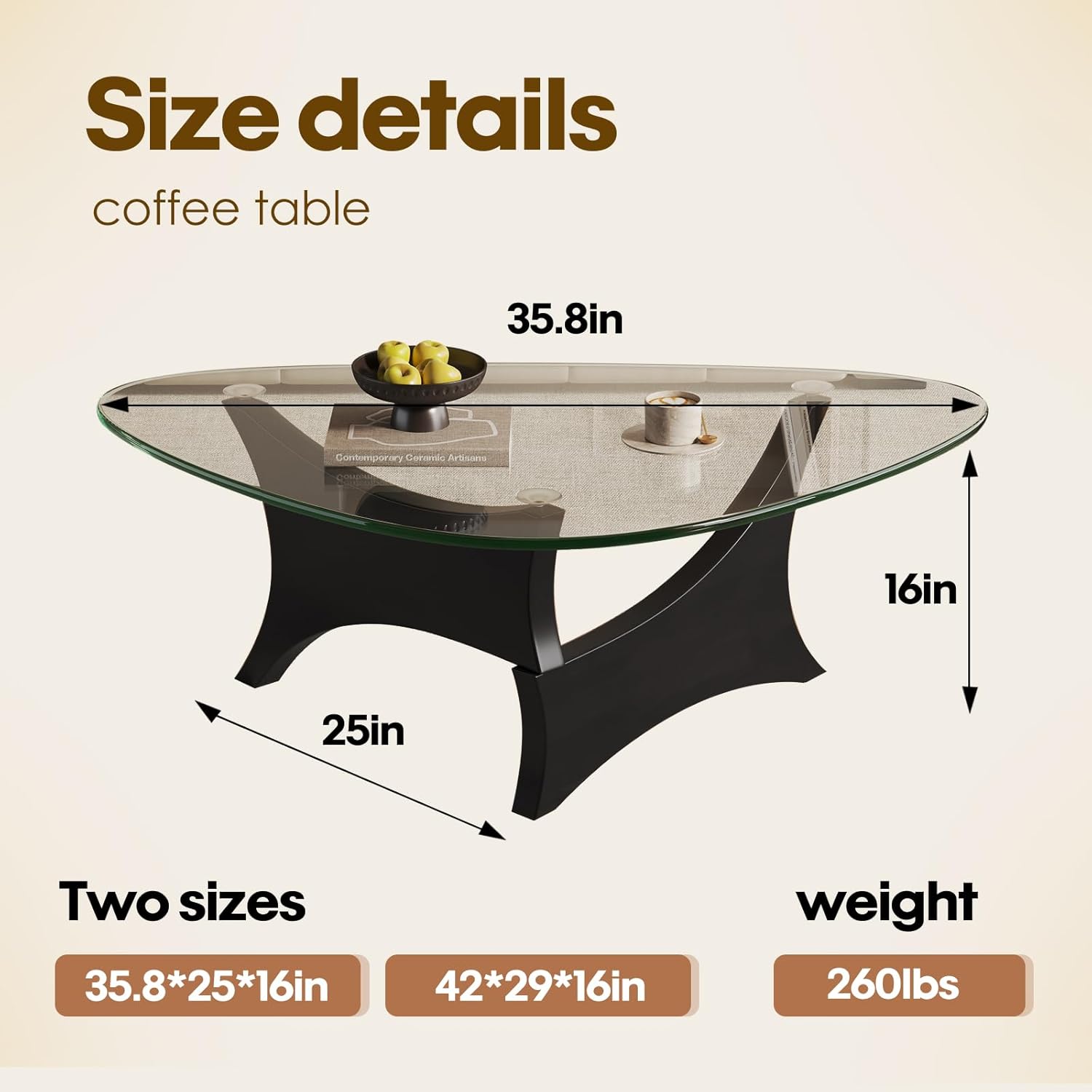 Glass Coffee Table Mid-Century Modern Coffee Table for Living Room Center Table Suitable for Bedroom Living Room Reception Office Tables（Black/Transparent，Medium）