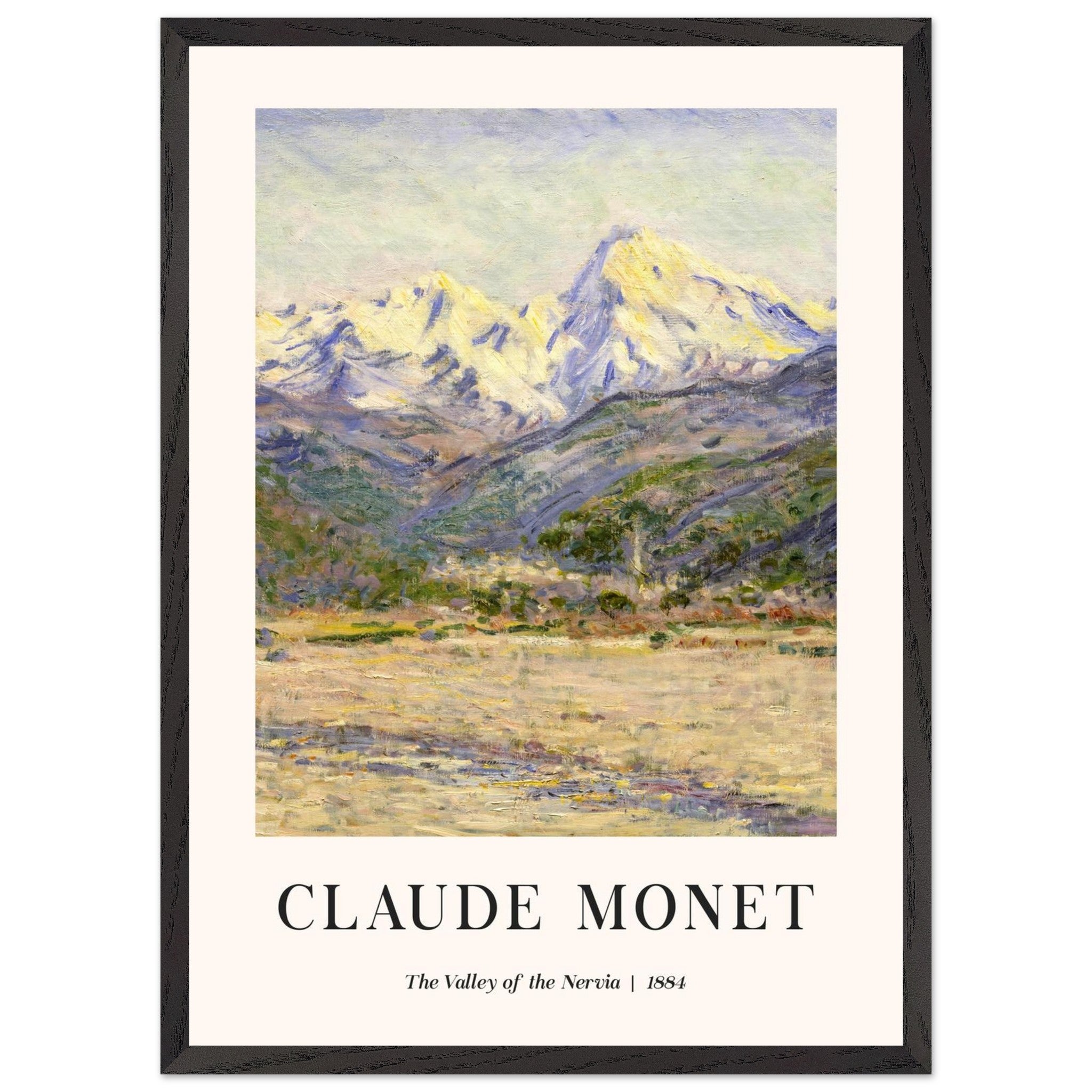 Artfulprints Poster met Lijst Claude Monet - The valley of the Nervia  - 50x70 cm - Bruin