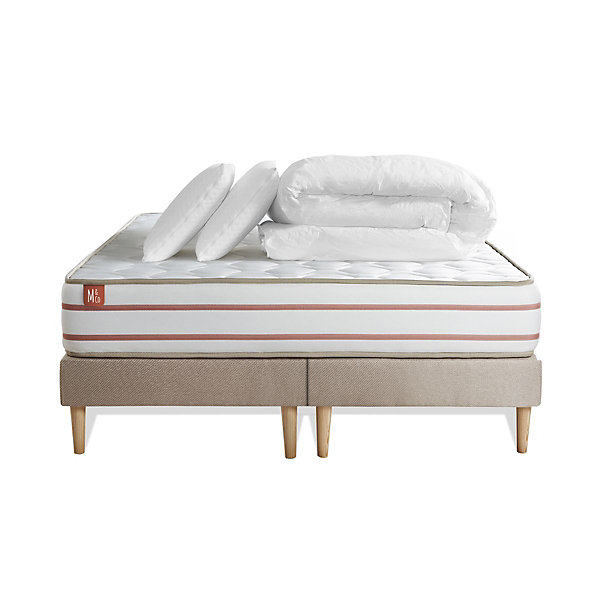 Pack sommier tapissier matelasMémoire de forme avec couette et oreillers