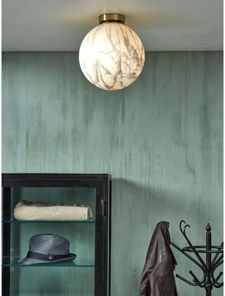 CARRARA - Plafonnier  abat-jour en verre or/verre teint, h. 32cm