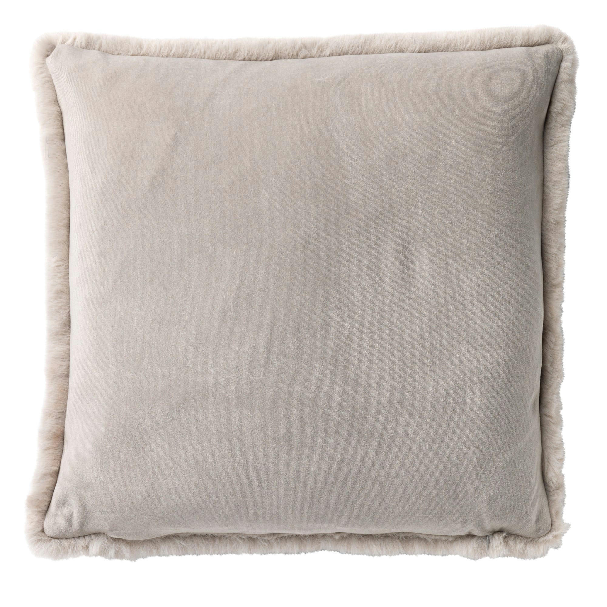 ZAYA - Coussin - gris fausse fourrure 45x45 cm uni