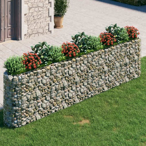 NNEVL Gabion Raised Bed Galvanised Iron 400x50x100 cm