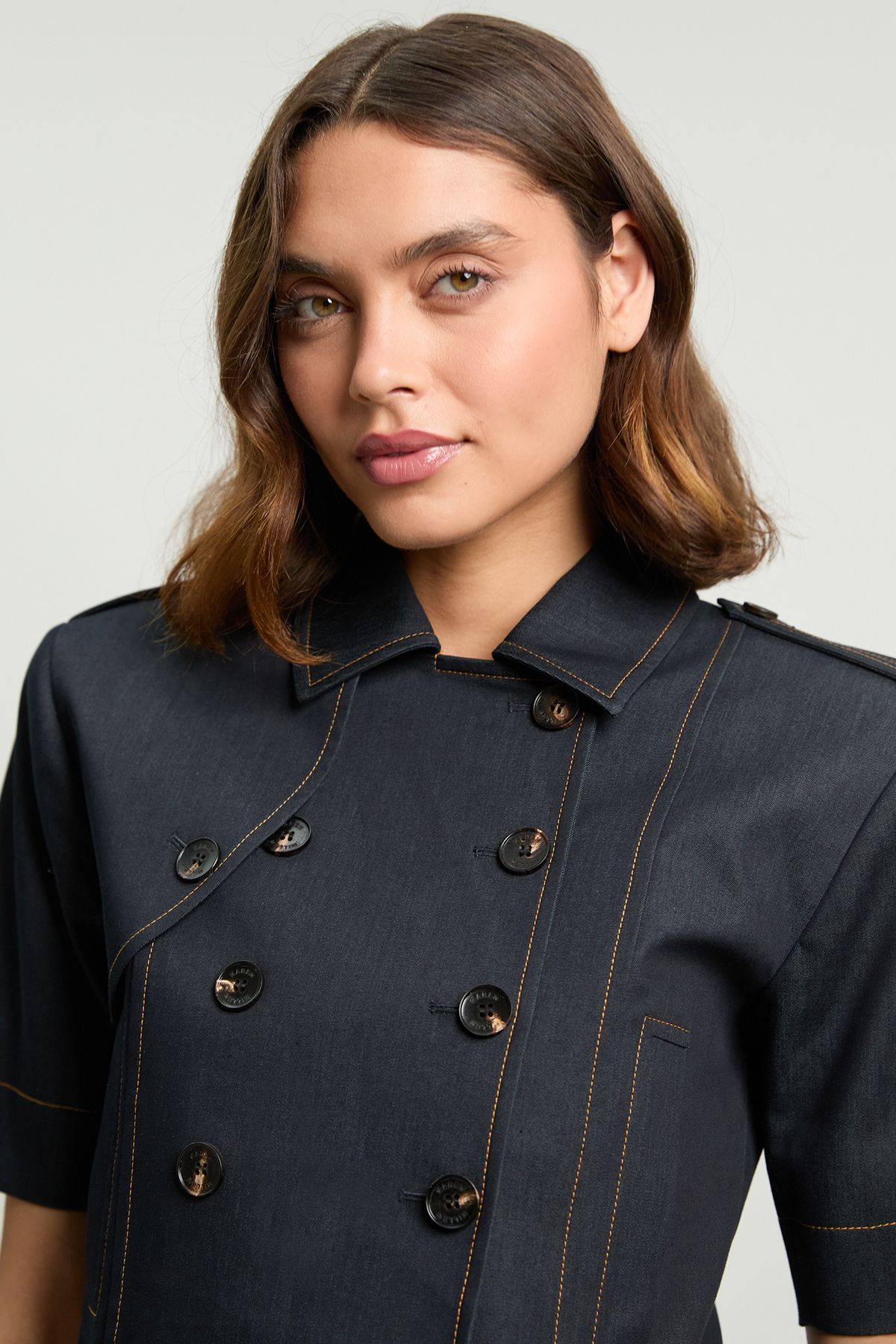 KarenMillen Tailored Denim Trench Jacket