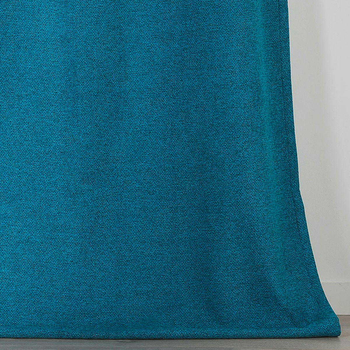 - Rideau obscurcissant aspect laine chinée polyester bleu 140x250 cm