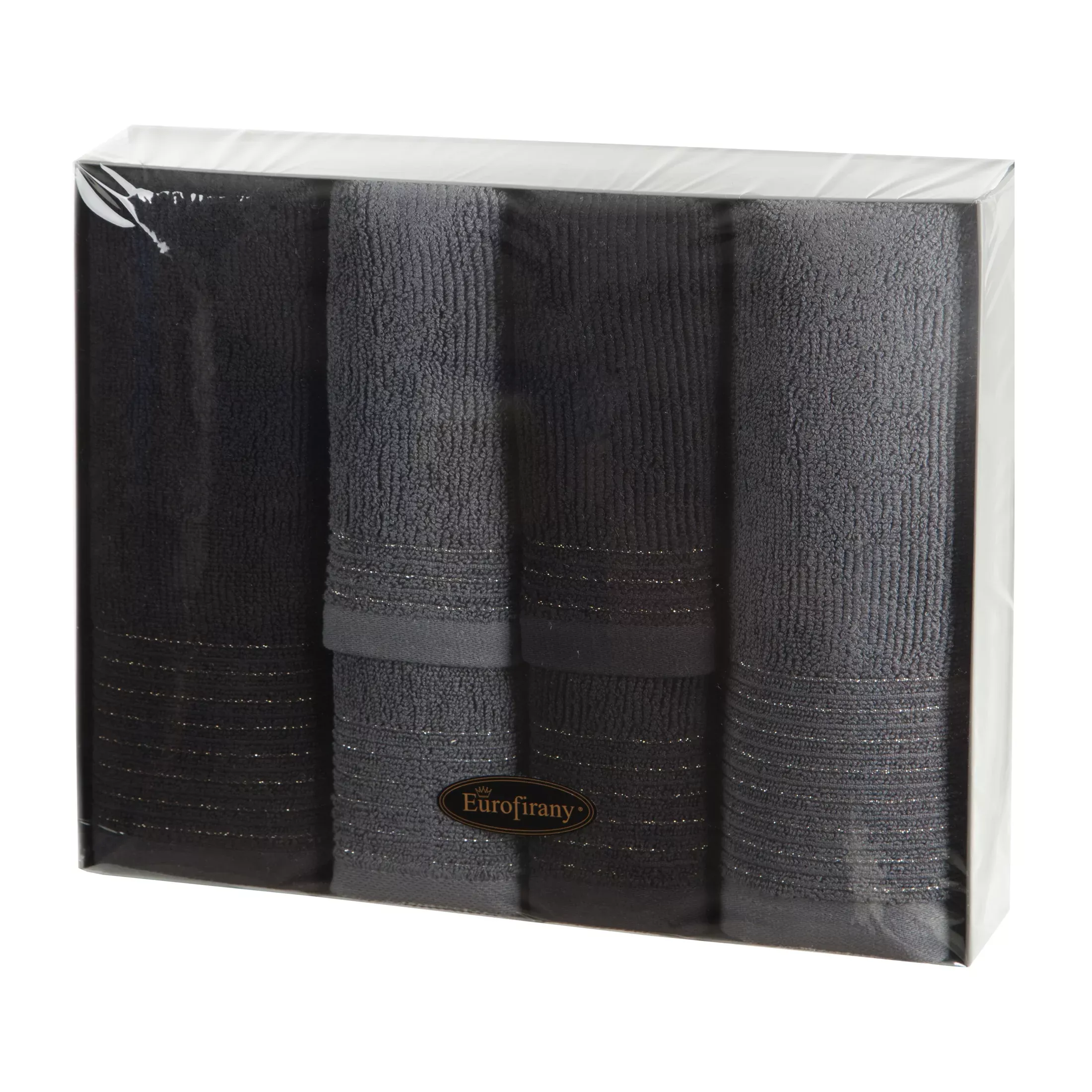 Zestaw ręczników bawełnianych na prezent 2 szt 30x50 cm, 2 szt 50x90 cm, 2 szt 70x140 cm kolor czarny, stalowy