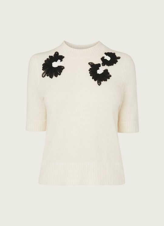 Naomi Cream Mohair-Blend Embroidered Jumper