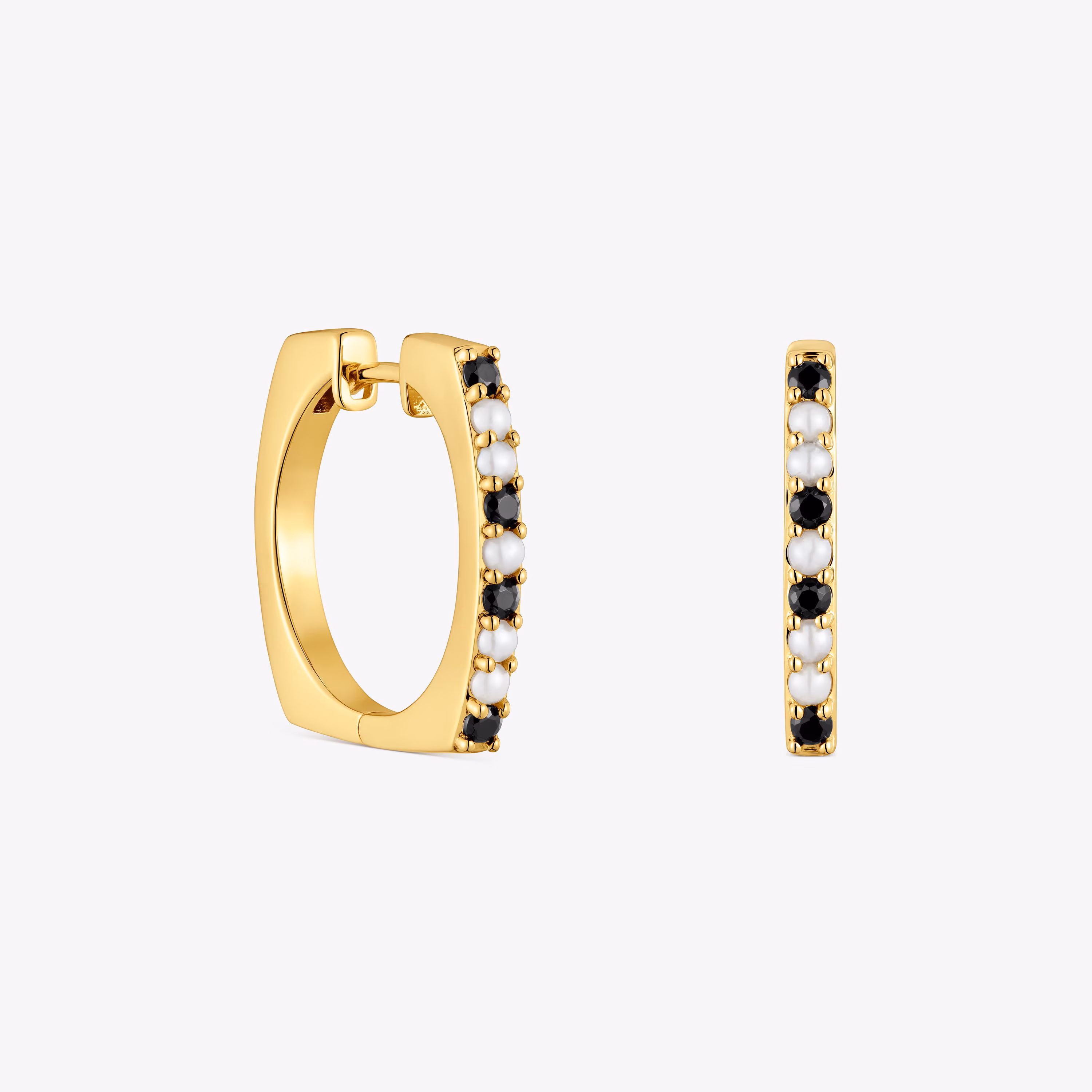 Pendientes de aro cortos con baño de oro 18 kt sobre plata y gemas Basic Colors